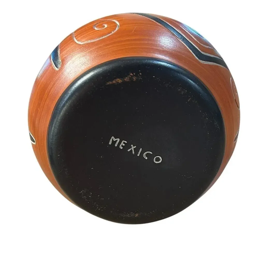 Mexican Redware Art Pottery Vase 9